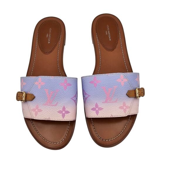 Louis Vuitton Lock It Flat Slide Sandal Pink Purple LV Ombre Size 38.5 US 8.5 - Picture 3 of 13